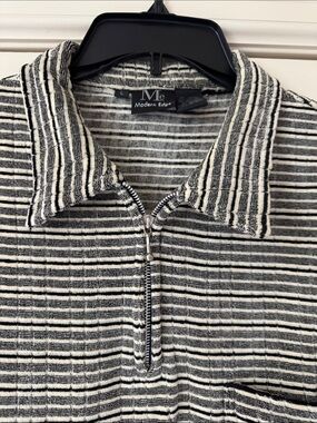 Striped Polo Shirt in Black & White